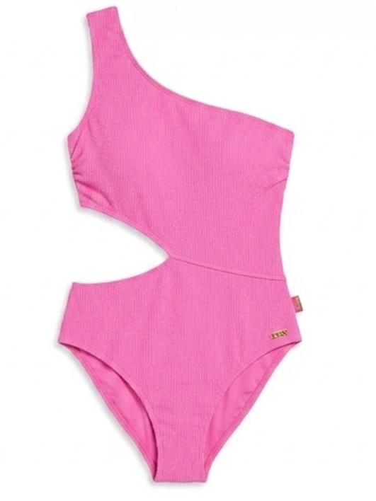 Michael Kors Cerise Pink One-Shoulder Side-Cutout Swimsuit Nwt